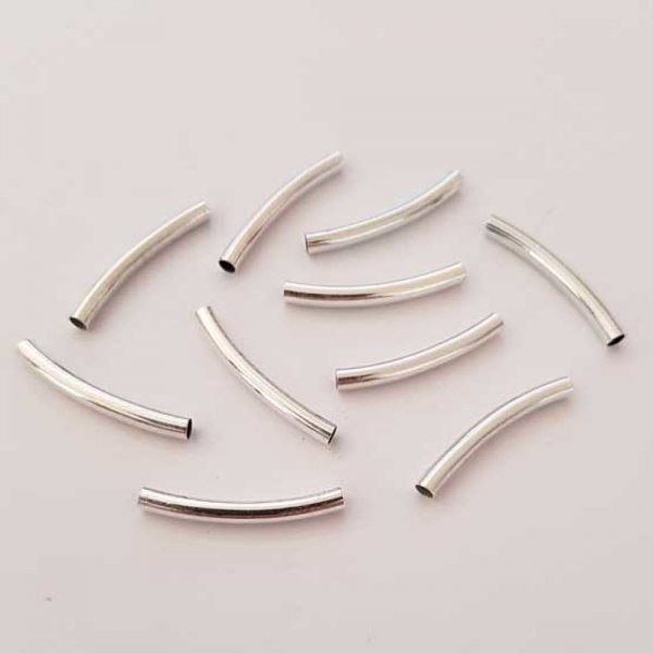 Perle Tube Courb&eacute; N&deg;07 Argent Vieilli 25 mm