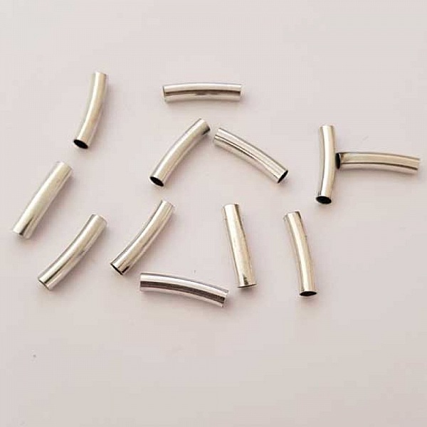 Perle Tube Courb&eacute; N&deg;08 Argent Vieilli 18 mm