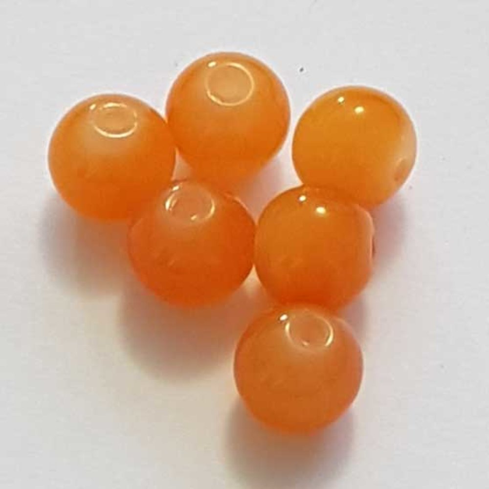 Perle Verre Ronde 08 mm Orange 02 x 1 Pièce