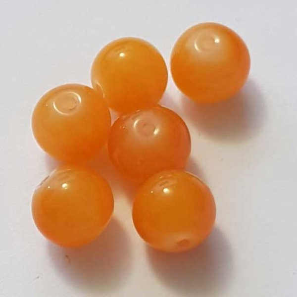 Perle Verre Ronde 10 mm Orange 02 x 1 Pi&egrave;ce