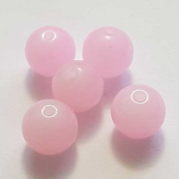 Perle Verre Ronde 12 mm Rose 01 x 1 Pi&egrave;ce