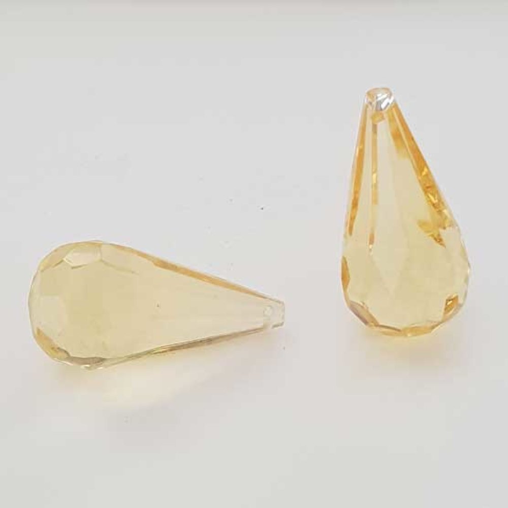 Perle acrylique Diamant transparent 51 x 26 mm Goutte Jaune
