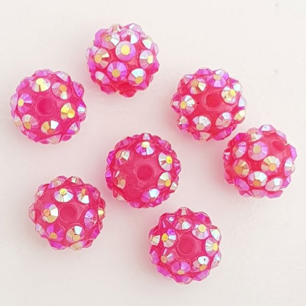 Perle acrylique et strass 10 mm style shamballa N&deg;02