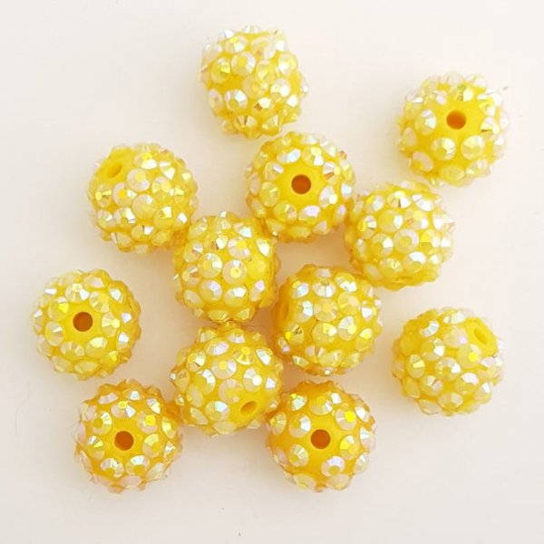 Perle acrylique et strass 14 mm style shamballa N&deg;01