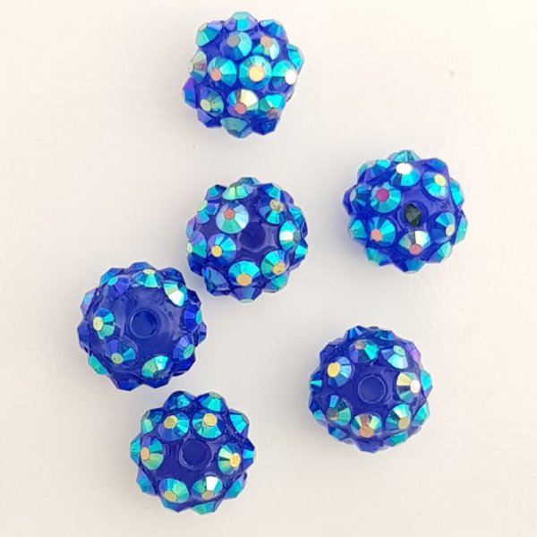 Perle acrylique et strass 10 mm style shamballa N&deg;03