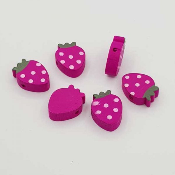 Perle bois forme fraise mauve N&deg;01-04