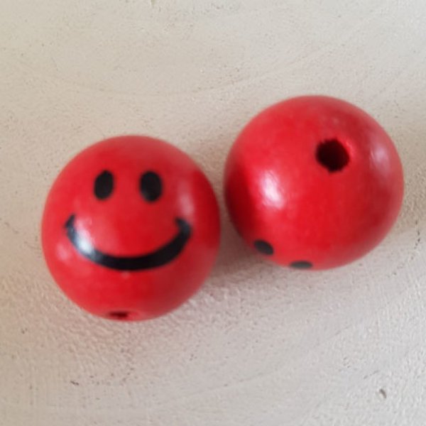 Perle bois t&egrave;te personnage N&deg;03 Rouge