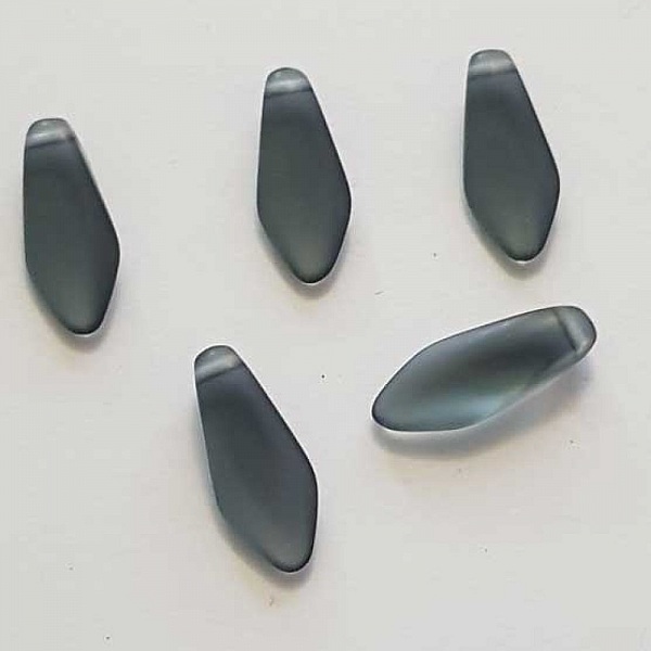 Perle en Verre Goutte D'Eau Noir Fum&eacute; 01 17 mm