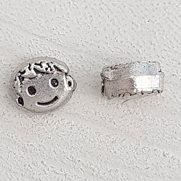 Perle m&eacute;tal Gar&ccedil;on 3D argent N&deg;03