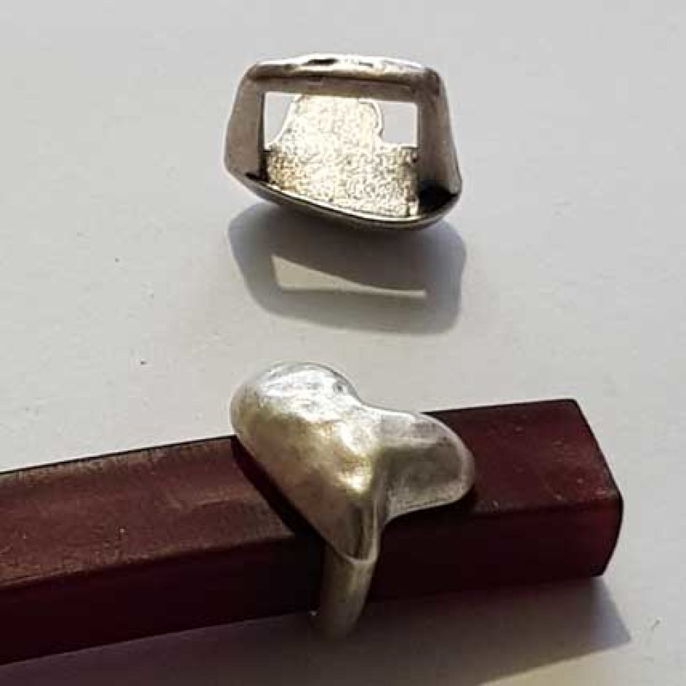 Perle passant coeur pour cuir épais régaliz 10 mm Argent N°01