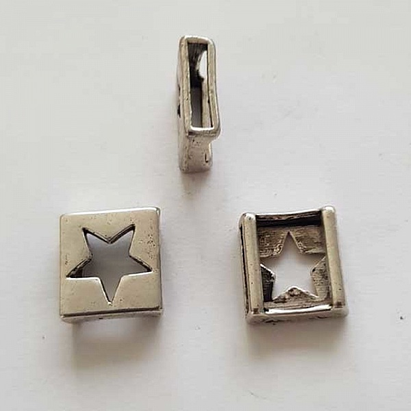 Perle passant pour cuir 10 mm Argent N&deg;15