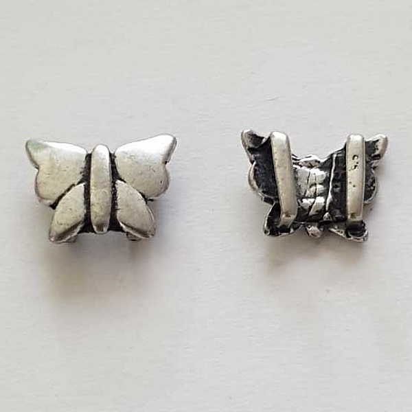 Perle passant rectangle pour cuir 06 mm Argent N&deg;05