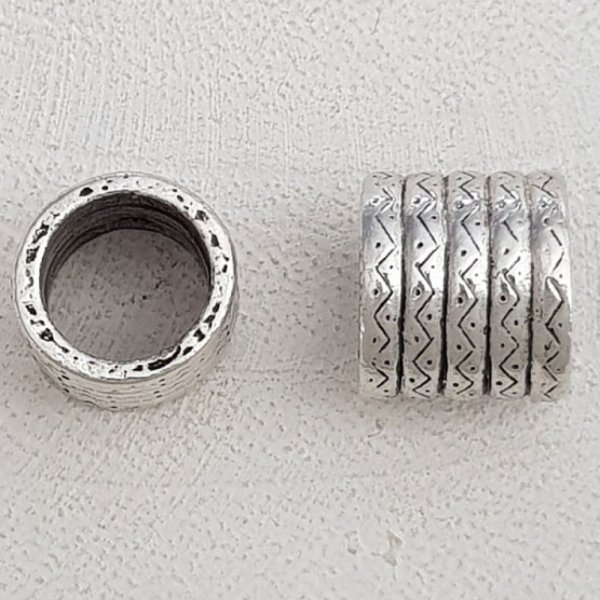 Perle passant tube Argent N&deg;08