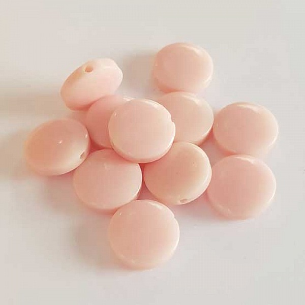 Perle plate plastique rond rose 15 mm N&deg;01