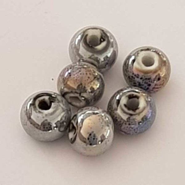 Perle ronde c&eacute;ramique bleu mauve 12 mm N&deg;11