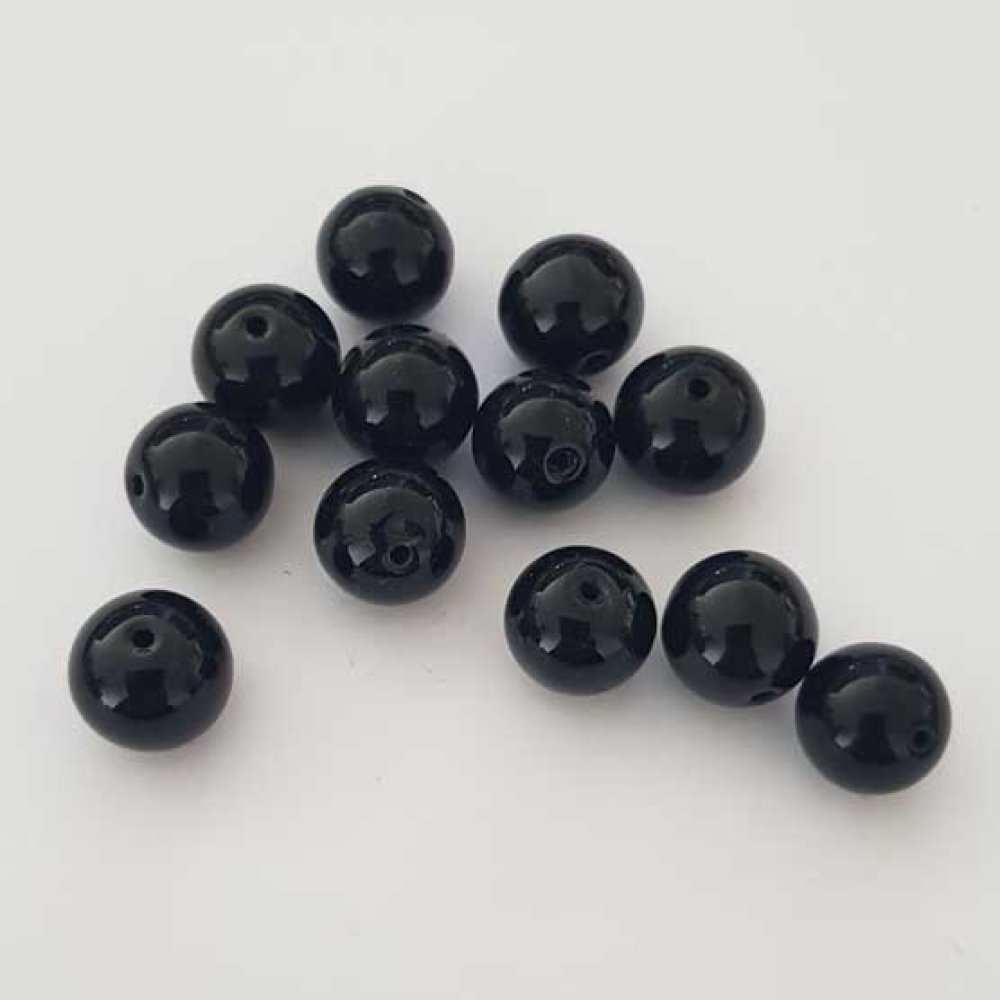 Perle ronde céramique noir 12 mm N°17
