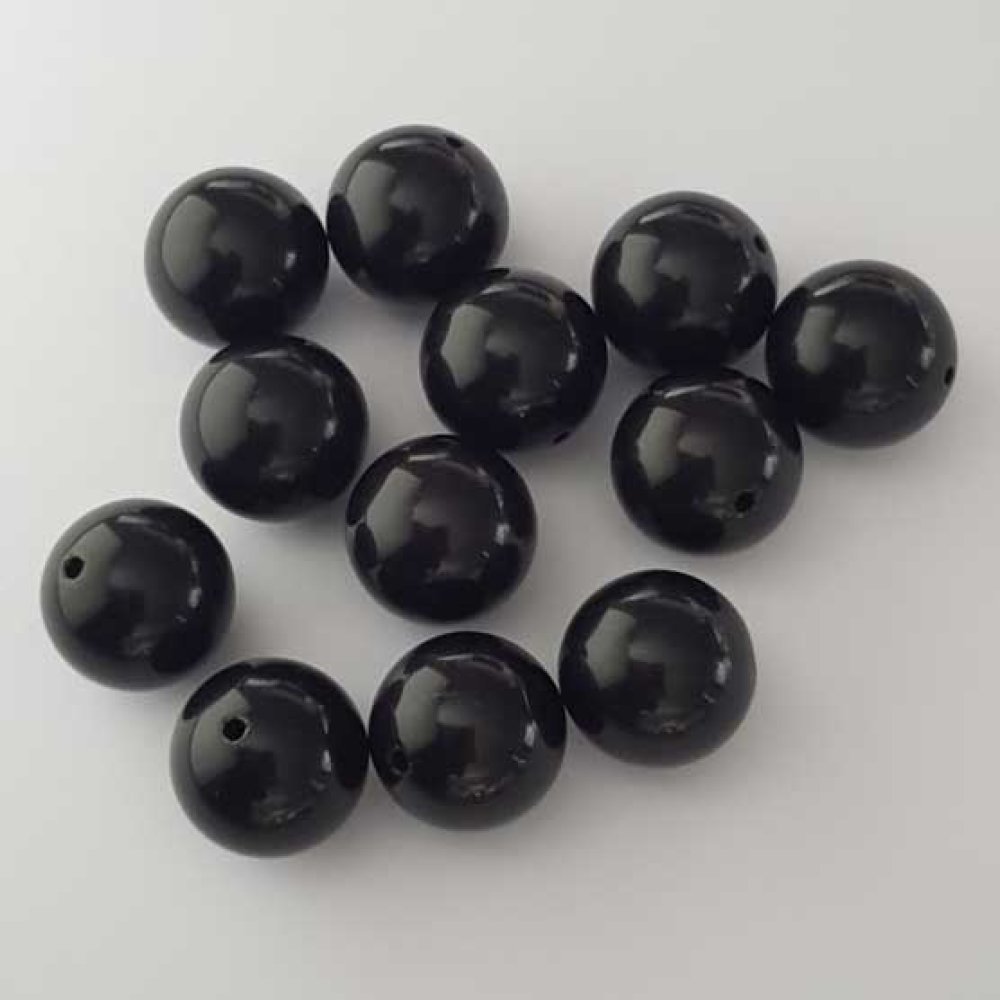 Perle ronde en plastique Noir 20 mm 01