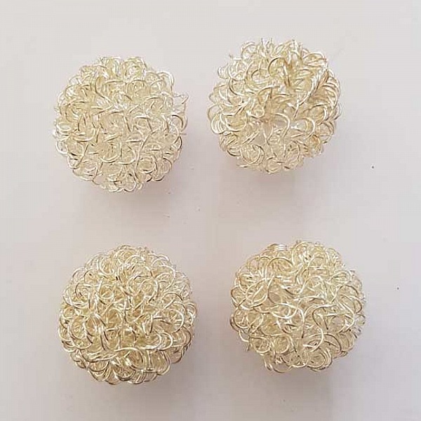 Perle ronde fil de fer m&eacute;tal fantaisie 30 mm Argent