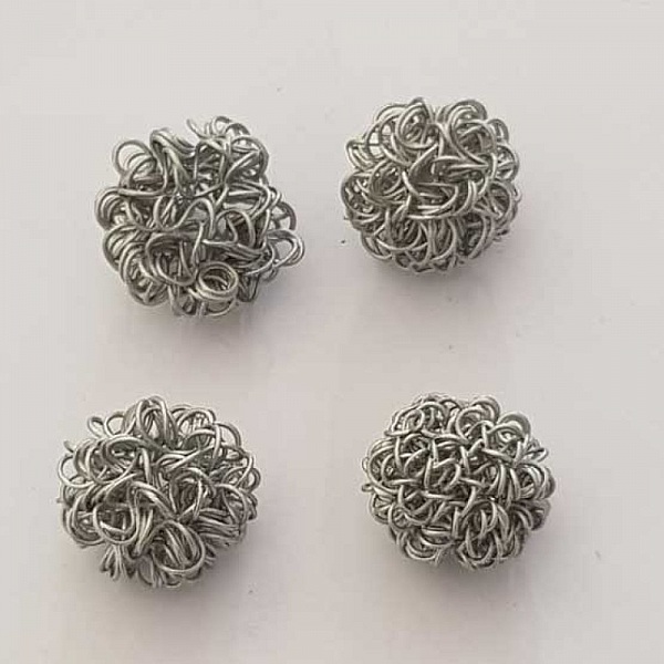 Perle ronde fil de fer m&eacute;tal fantaisie 30 mm Gris Argent&eacute;