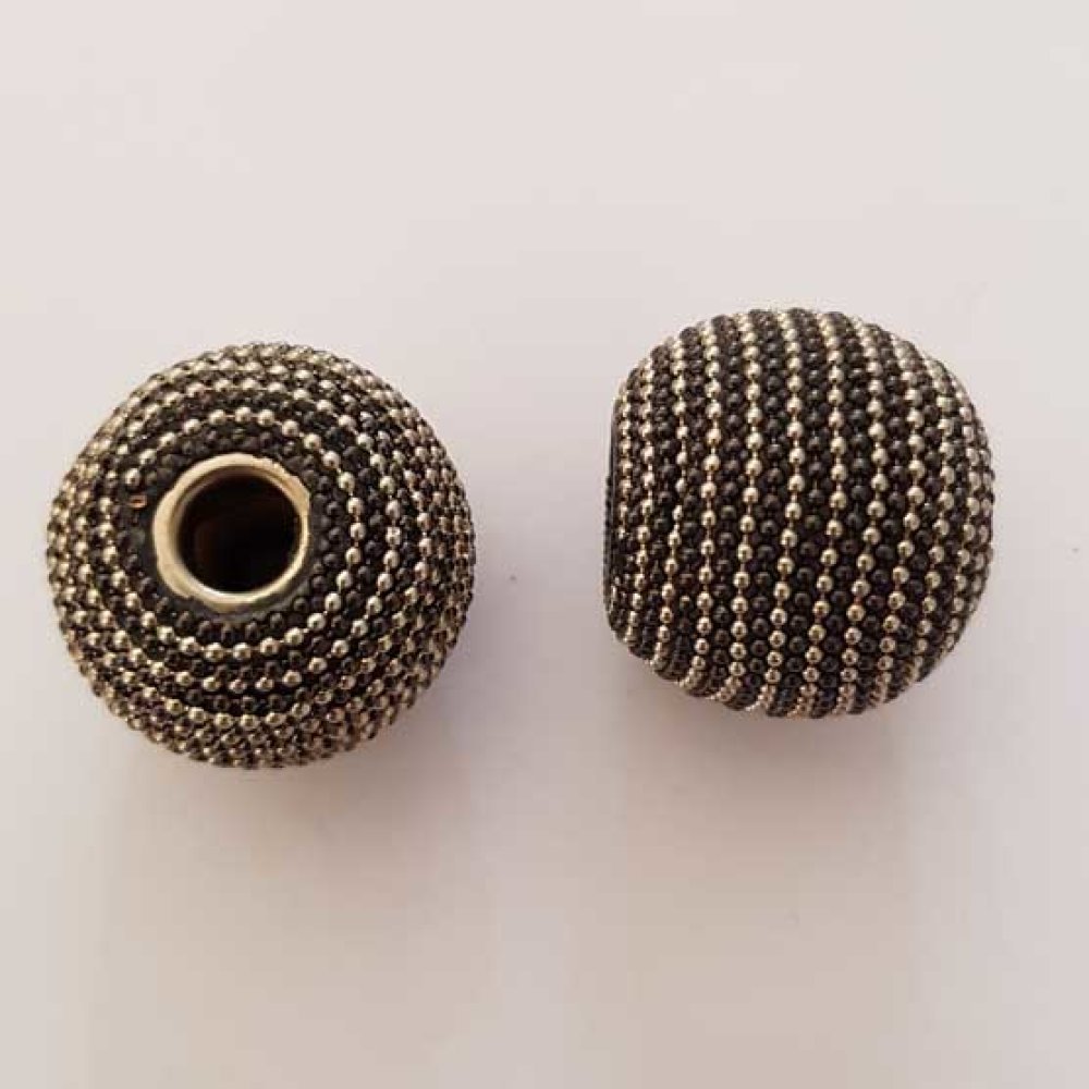 Perle ronde métal fantaisie 34 mm Noir Argent