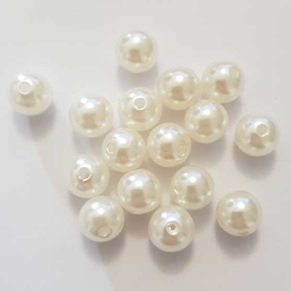 Perle ronde plastique effet nacré blanc 12 mm N°01