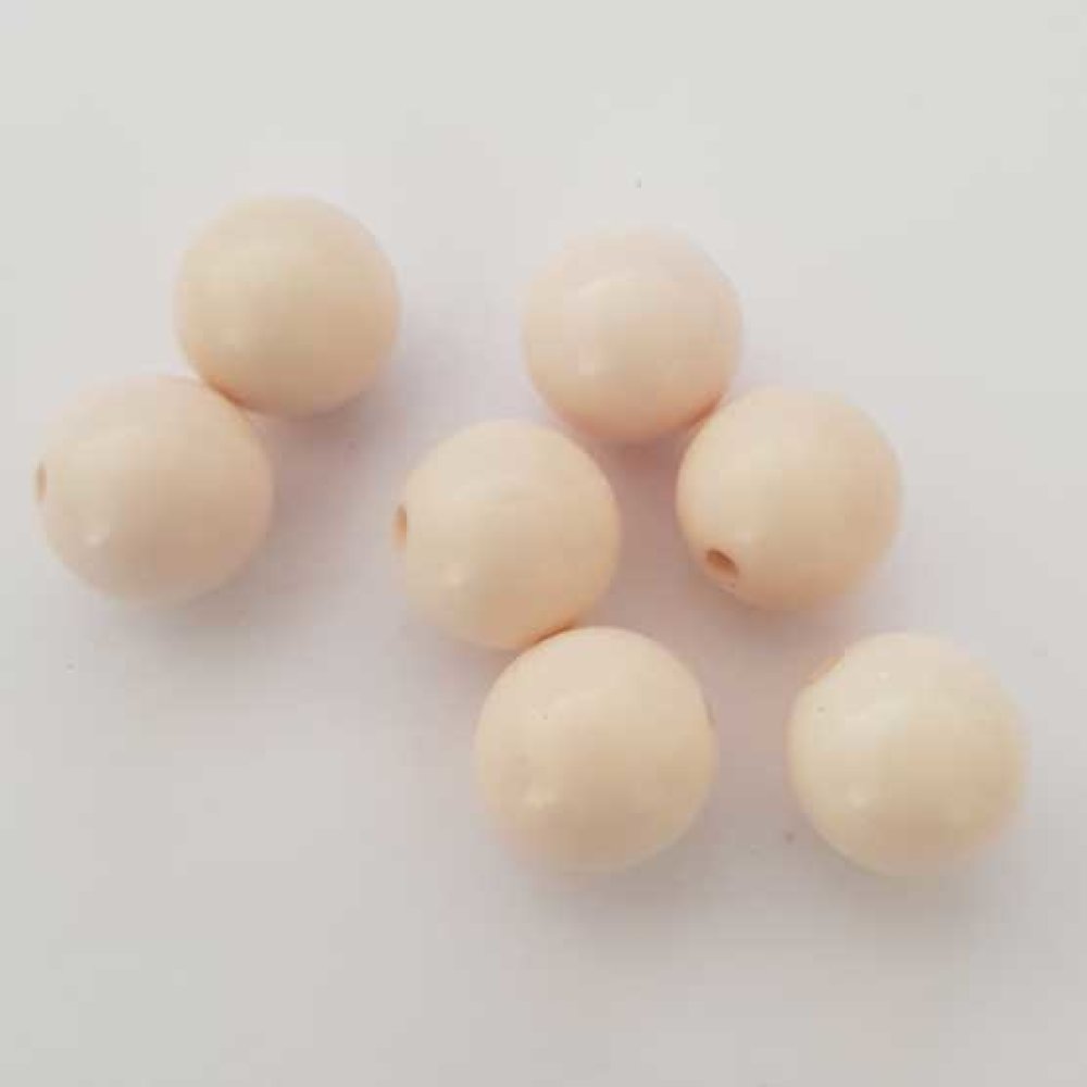 Perle ronde plastique brillante crème 12 mm N°001