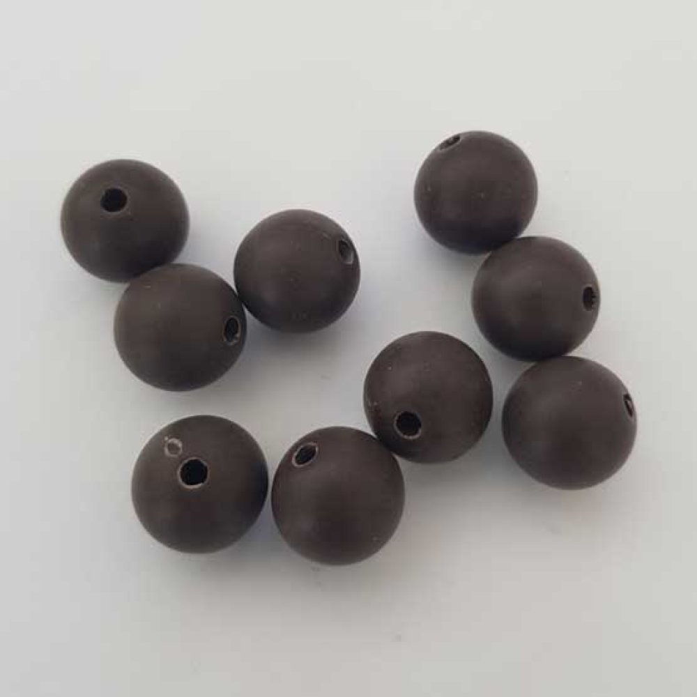 Perle ronde plastique mat marron 12 mm N°004