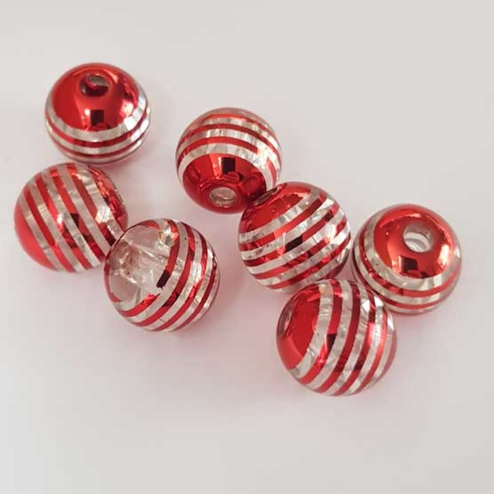 Perle ronde plastique fantaisie rouge 15 mm N°01