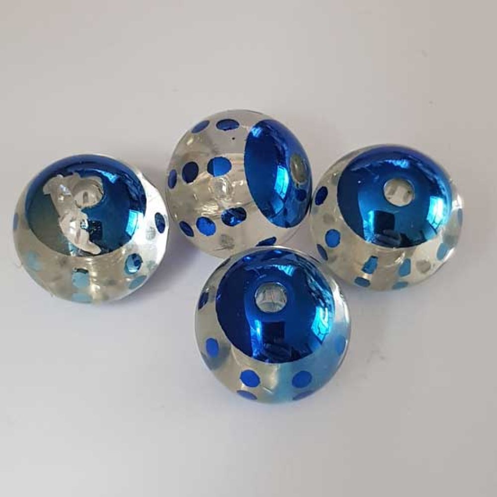 Perle ronde plastique fantaisie bleu 25 mm N°03