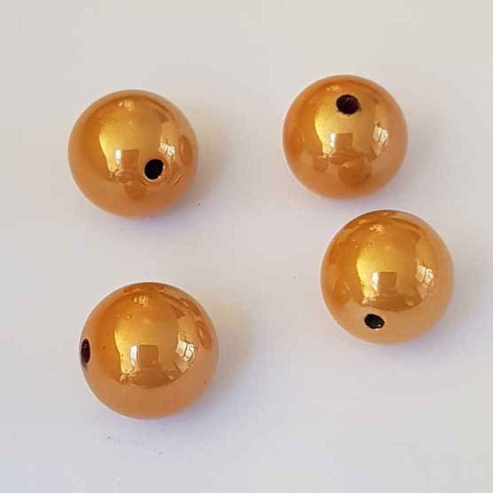 Perle ronde plastique brillante marron beige 12 mm N°002