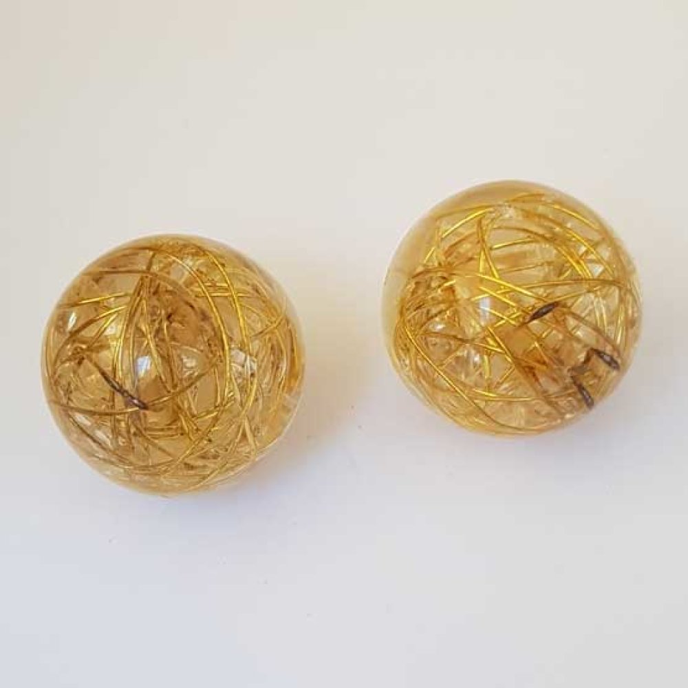 Perle ronde plastique brillante doré 24 mm N°001