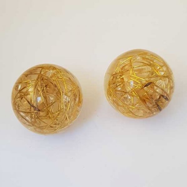 Perle ronde plastique brillante dor&eacute; 24 mm N&deg;001