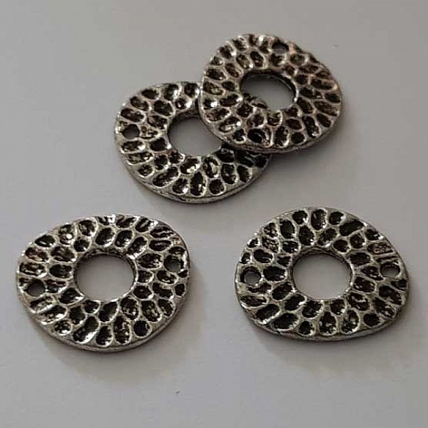 Perle rondelle plate anneau intercalaire en m&eacute;tal argent&eacute; 028 Argent