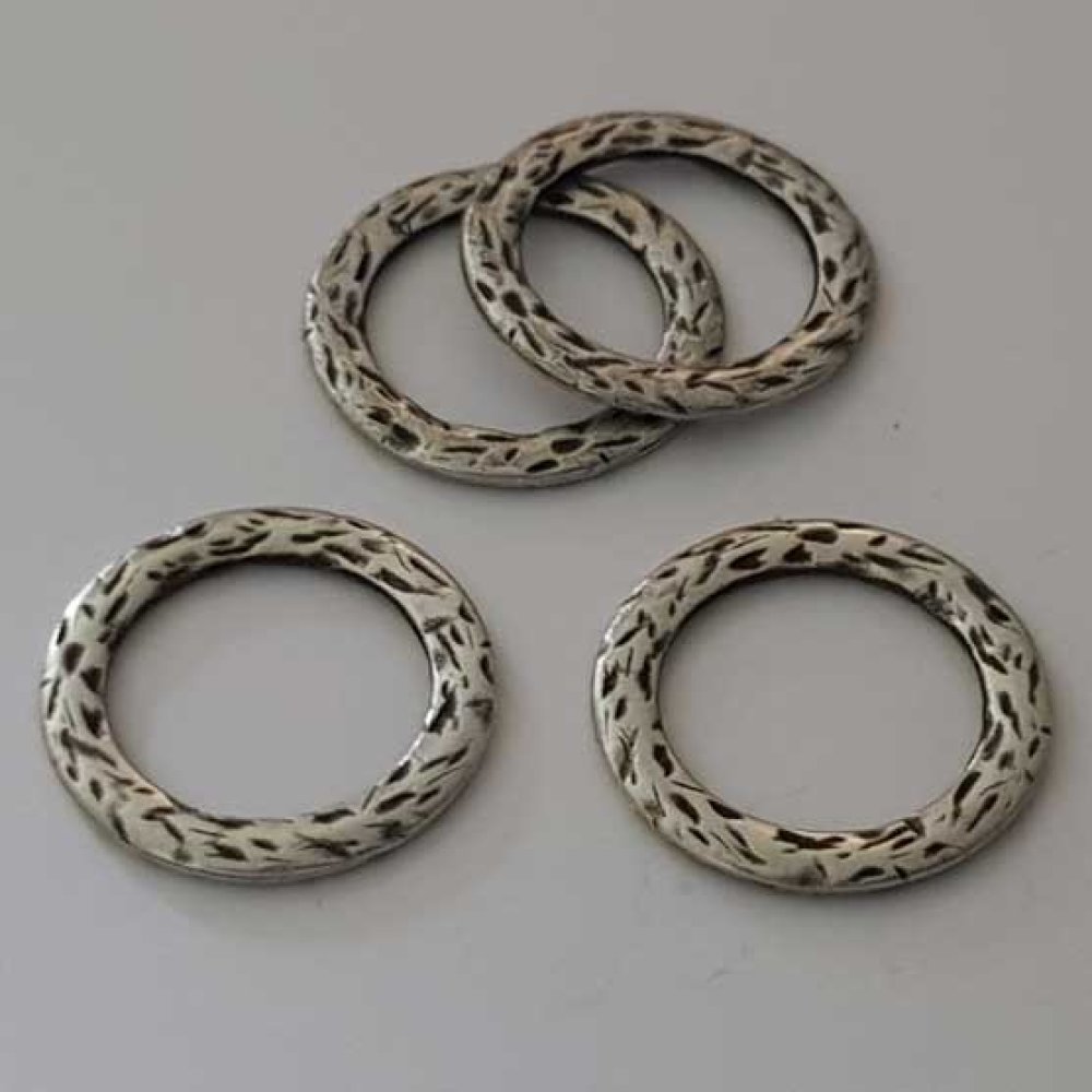 Perle rondelle plate anneau intercalaire en métal argenté 031 Argent