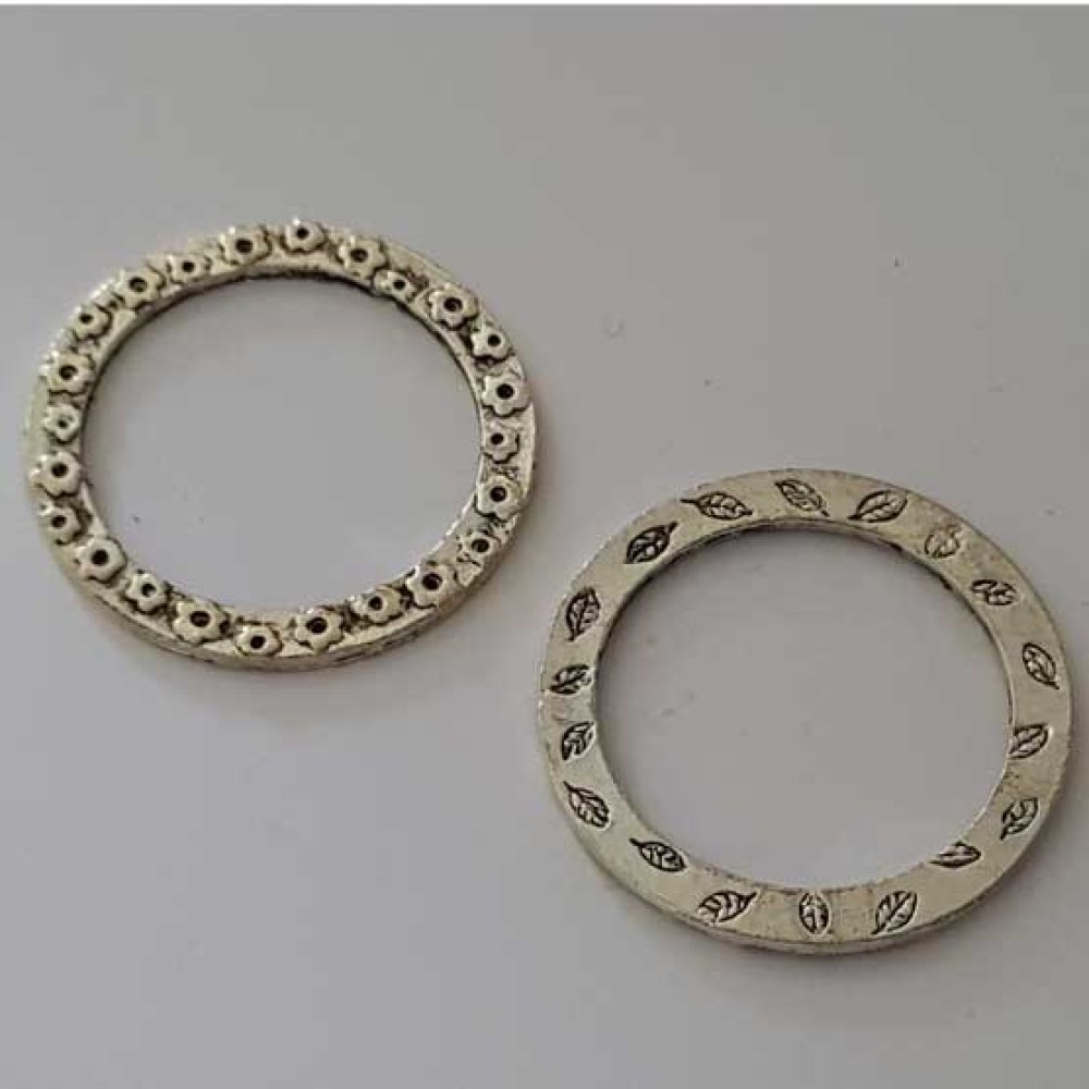 Perle rondelle plate anneau intercalaire en métal argenté 032 Argent