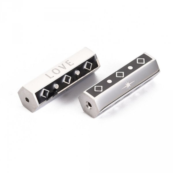 Perle tube 26 mm Love Acier Inoxydable N&deg;04 Argent