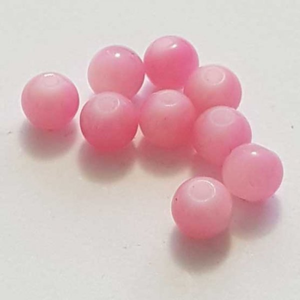 Perles Verres Rondes 06 mm Rose 01 x 10 Pi&egrave;ces