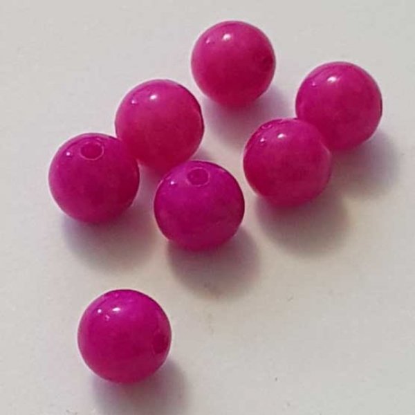 Perles Verres Rondes 06 mm Rose Fushia 01 x 10 Pi&egrave;ces