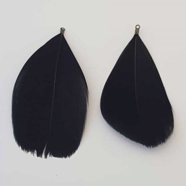 Plume 7 cm N&deg;01 Noir Avec Embout Bronze