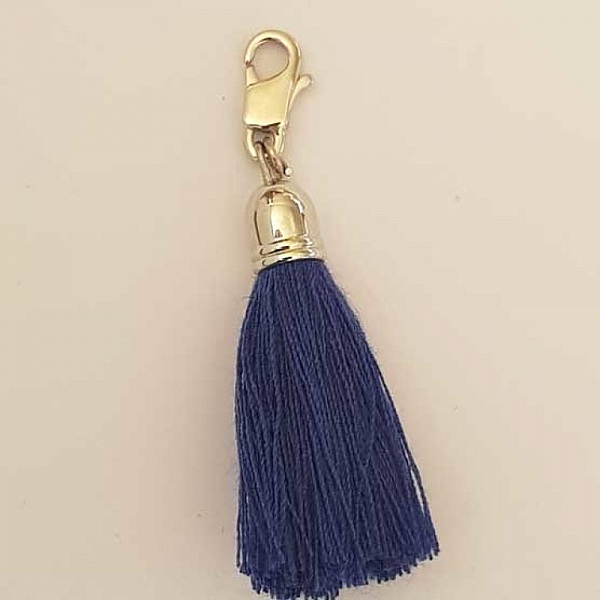 Pompon Mousqueton 45 mm Bleu Fonc&eacute;