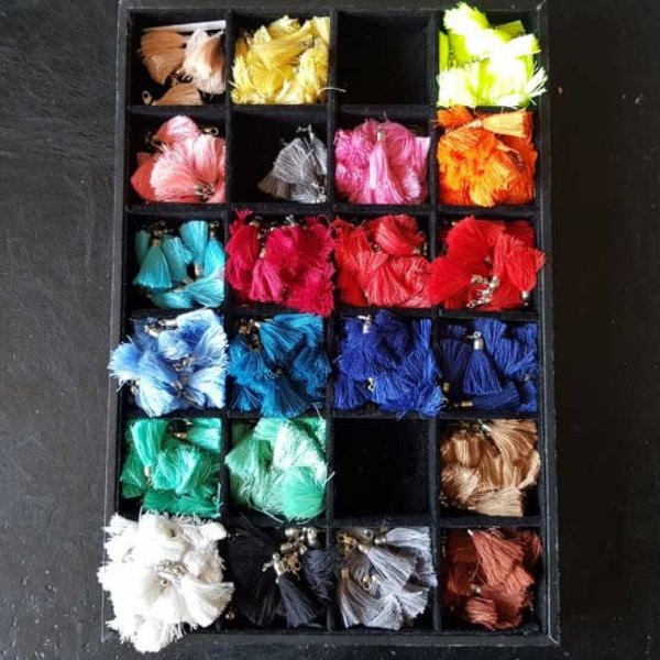 Pompon Mousqueton 45 mm Rouge Fonc&eacute;