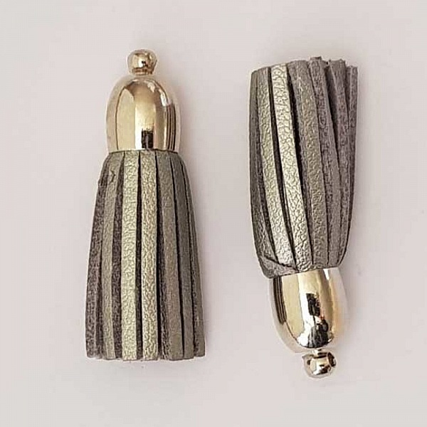 Pompon cuir uni 38 mm N&deg;21 Gris