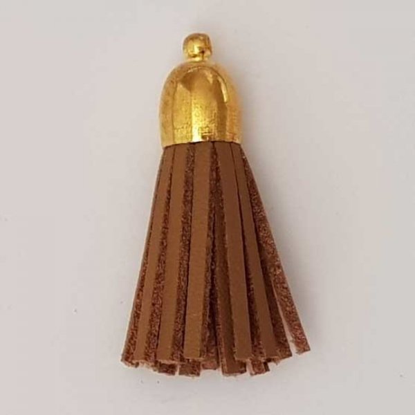 Pompon cuir uni 38 mm N&deg;24 Marron