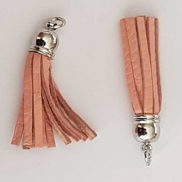 Pompon cuir uni 50 mm N&deg;05 Rose