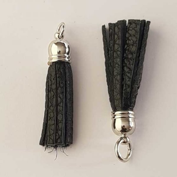 Pompon cuir uni 50 mm N&deg;01 Noir