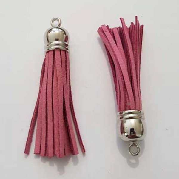 Pompon su&eacute;dine uni 60 mm N&deg;23 Rose