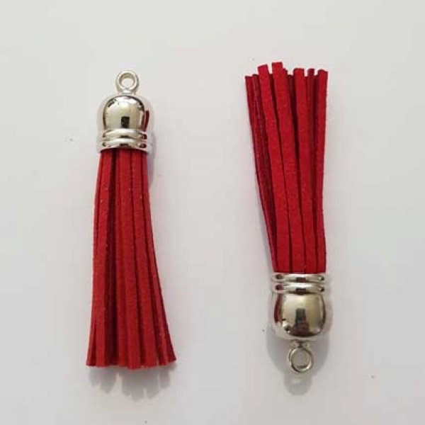 Pompon su&eacute;dine uni 60 mm N&deg;24 Rouge