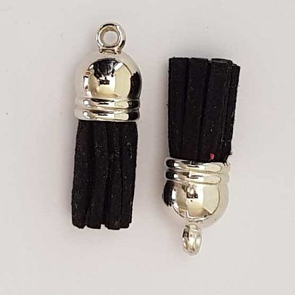 Pompon su&eacute;dine uni 25 mm N&deg;06 Noir