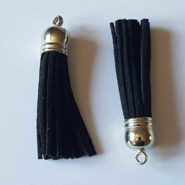 Pompon su&eacute;dine uni 60 mm N&deg;27 Noir