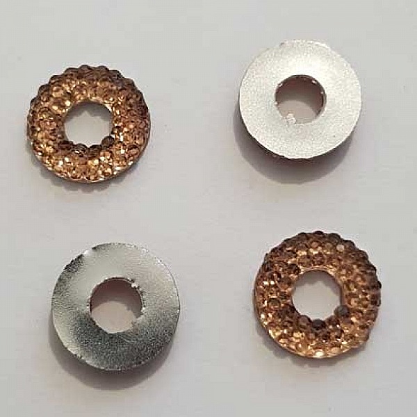 Rondelle 11 mm Marron Glac&eacute; Et Strass